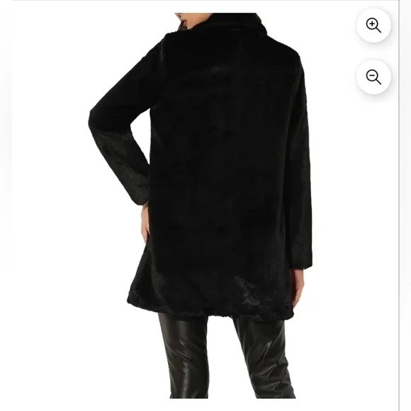 Allegra K Women's Lapel Faux Fur Coat for Women's Fuzzy Winter Warm Jacket - Picture 3 of 10